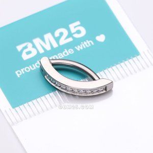 Implant Grade Titanium Sparkle Gem Lined Minimalist Curved Bar Belly Clicker